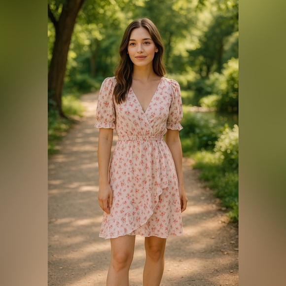 Karina Grimaldi Dresses & Skirts - Karina Grimaldi Floral Silk V-Neck mini Dress Size Medium